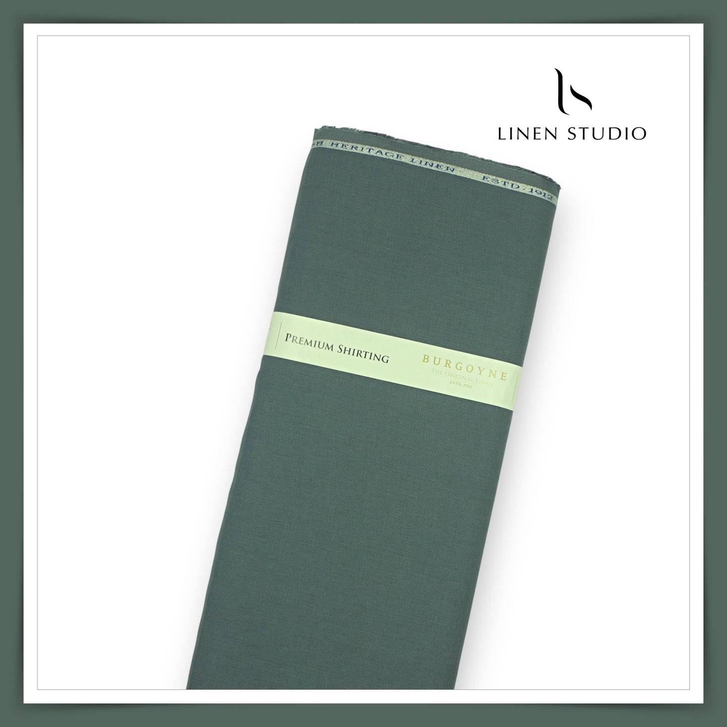 Burgoyne Premium Linen 70 Lea Shirting - Mineral Green (NEW)