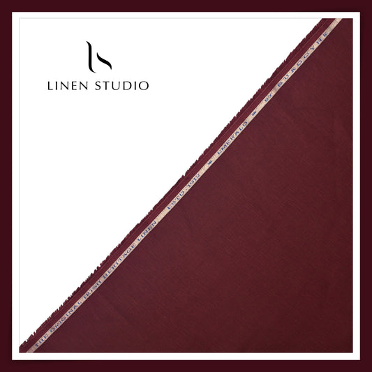 Burgoyne Premium Linen 70 Lea Shirting - Maroonish Red (NEW)