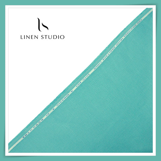 Burgoyne Premium Linen 70 Lea Shirting - Sea Greenish Blue (NEW)