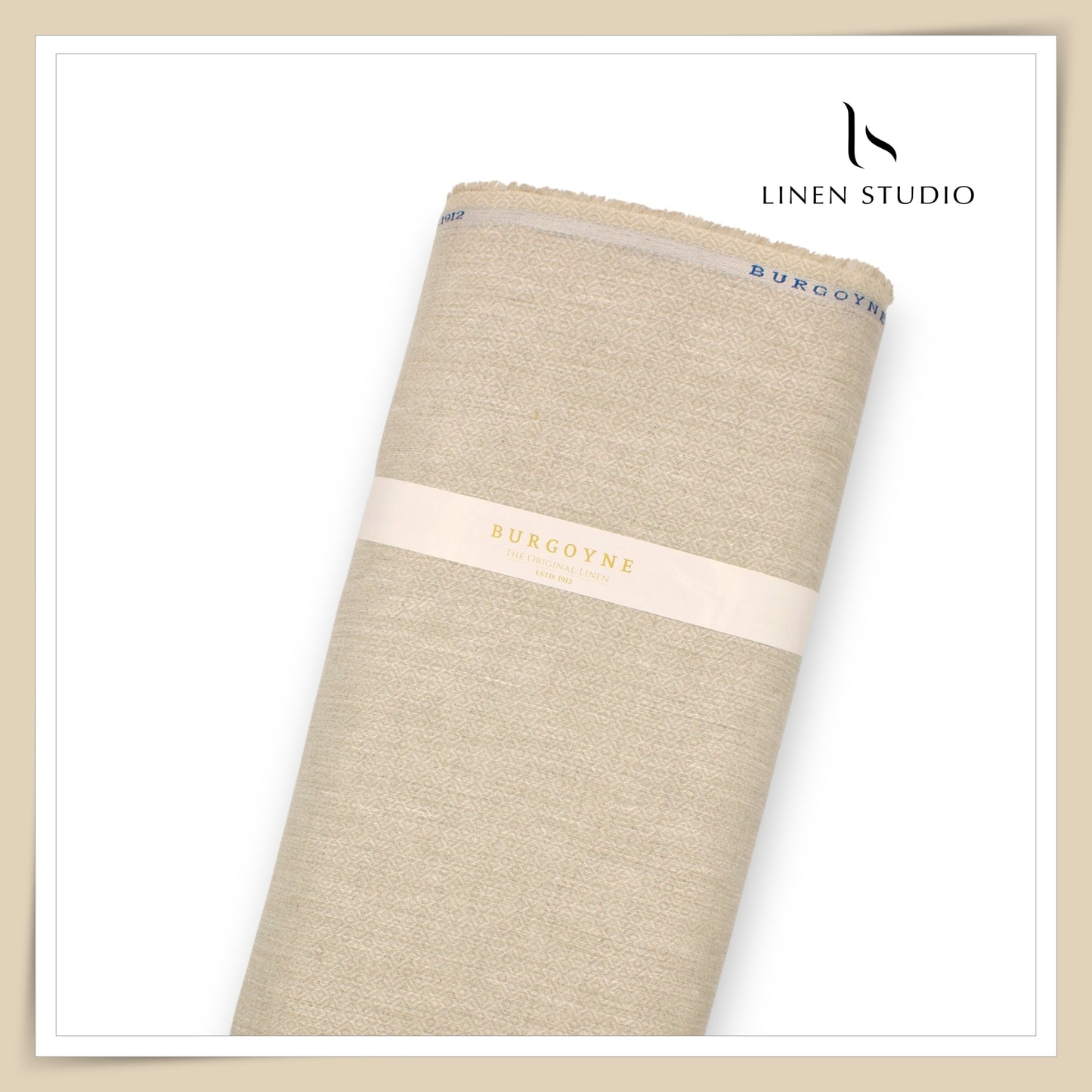 Burgoyne 70 Lea Premium Linen Jacquard Shirting - Oatmeal Diamonds (NEW)