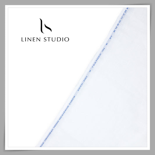 70 Lea Pure Linen Netted Shirting by Burgoyne - Bright White (Zoom In) (40% SALE)