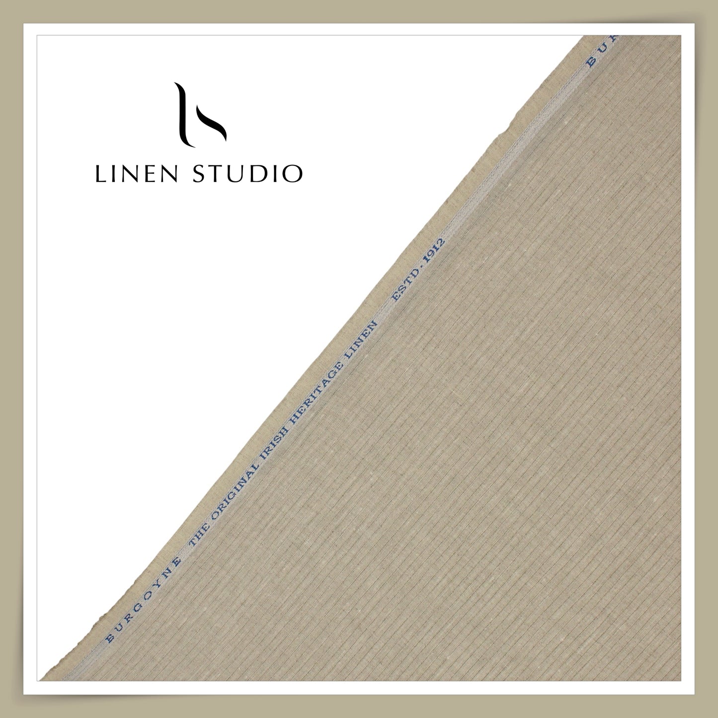 70 Lea Small Self Stripe Pure Linen Shirting by Burgoyne - Oatmeal (NEW)