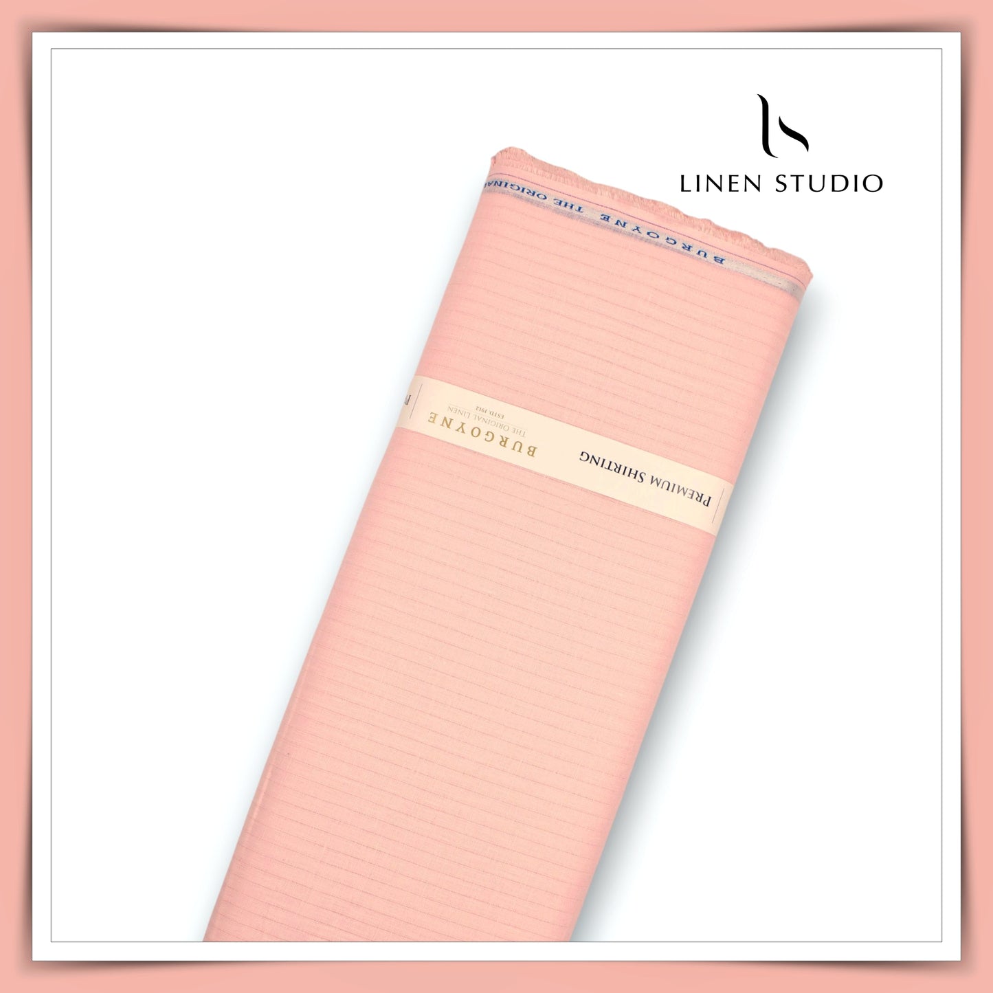 70 Lea Self Small Stripe Shirting by Burgoyne - Apricot Pink (NEW)