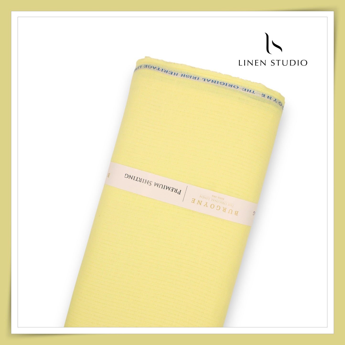 70 Lea Small Self Stripe Pure Linen Shirting by Burgoyne - Jasmine Yellow (NEW)