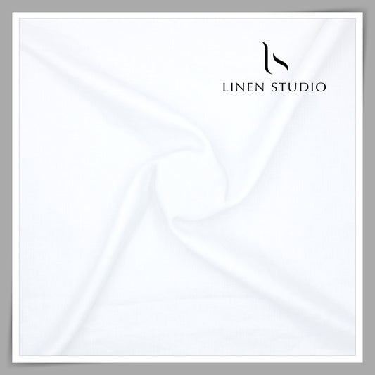 60 Lea Pure Linen Self Dobby Shirting by Burgoyne - Bright White (Zoom In) (NEW)
