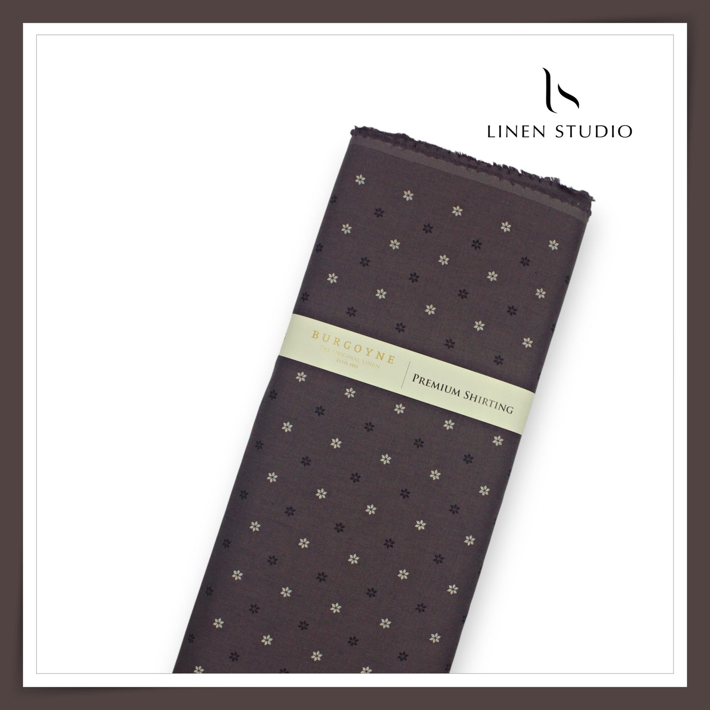 Burgoyne 70 Lea Premium Linen Printed Shirting - Dark Grey Taara (NEW)