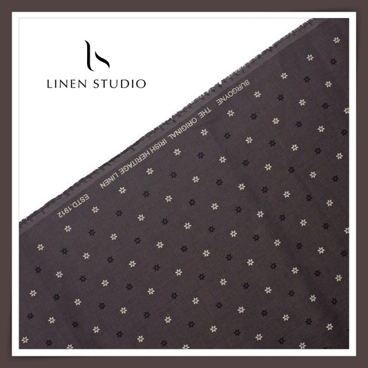 Burgoyne 70 Lea Premium Linen Printed Shirting - Dark Grey Taara (NEW)