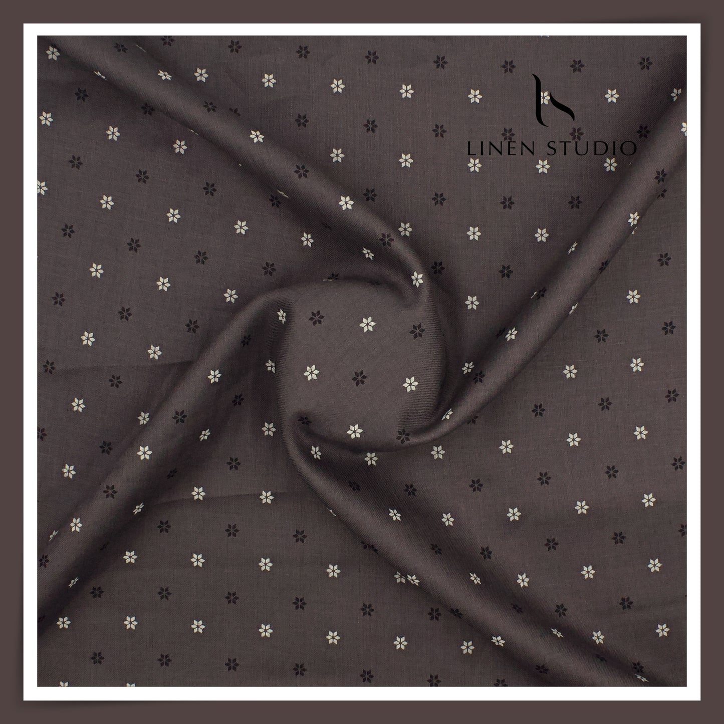 Burgoyne 70 Lea Premium Linen Printed Shirting - Dark Grey Taara (NEW)
