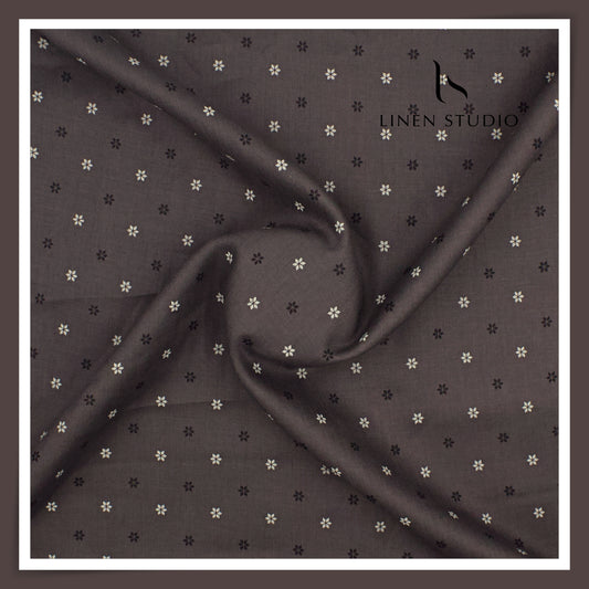 Burgoyne 70 Lea Premium Linen Printed Shirting - Dark Grey Taara (NEW)