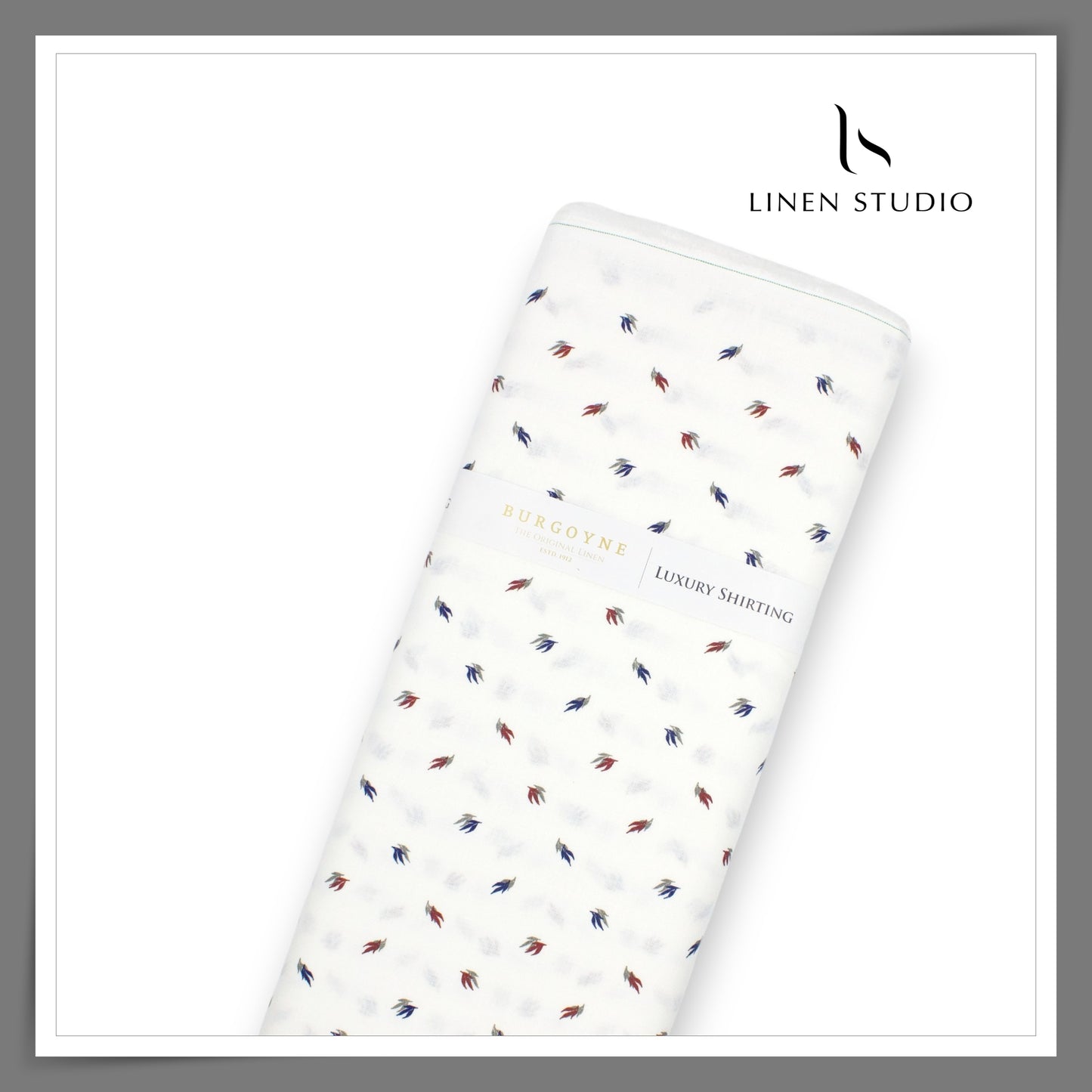 Burgoyne 70 Lea Premium Linen Printed Shirting - Multicolour Leaf (NEW)