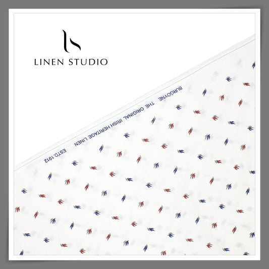Burgoyne 70 Lea Premium Linen Printed Shirting - Multicolour Leaf (NEW)