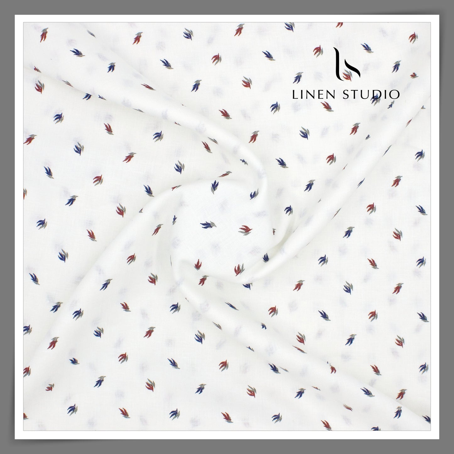 Burgoyne 70 Lea Premium Linen Printed Shirting - Multicolour Leaf (NEW)