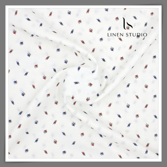 Burgoyne 70 Lea Premium Linen Printed Shirting - Multicolour Leaf (NEW)