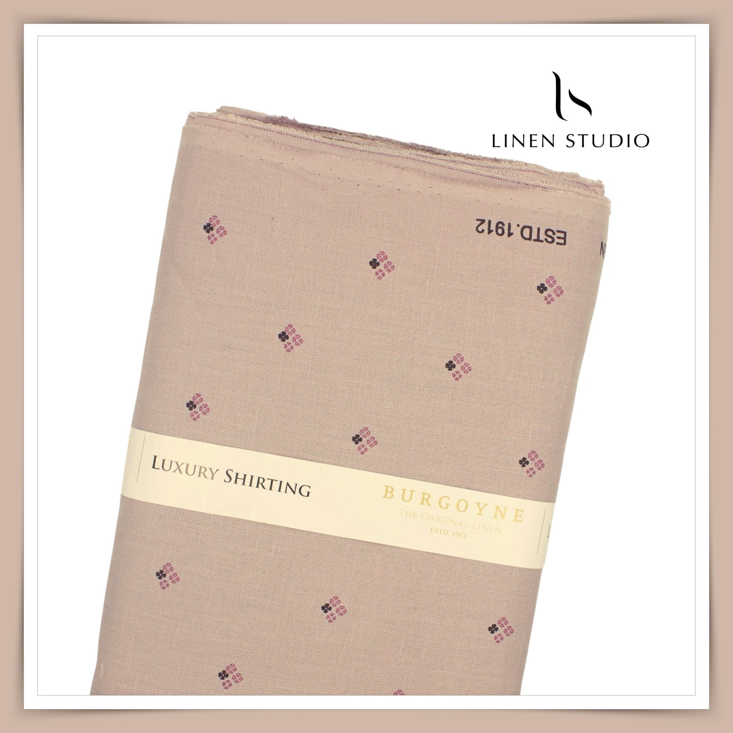 Burgoyne Pure Linen Print on 70 Lea Twill Shirting - Coral Pink