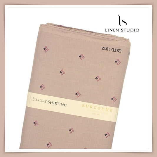 Burgoyne Pure Linen Print on 70 Lea Twill Shirting - Coral Pink