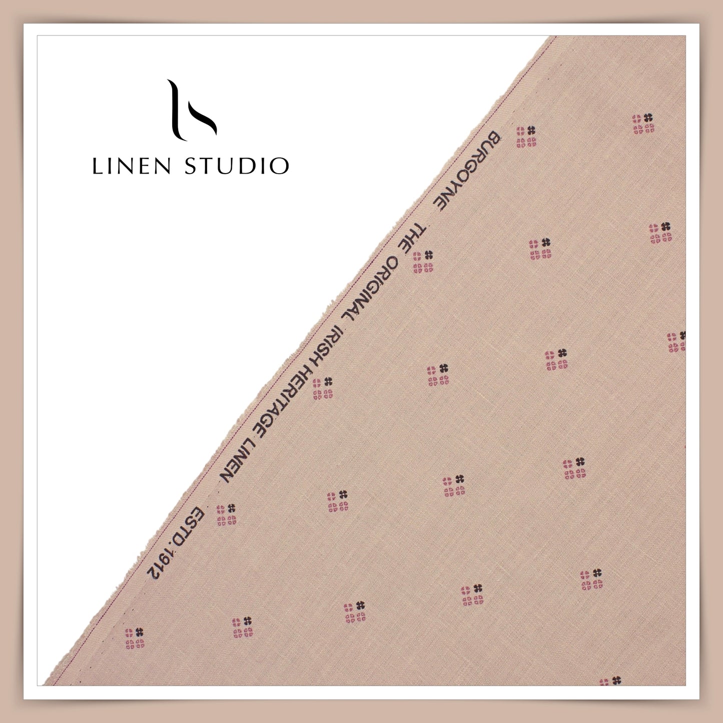 Burgoyne Pure Linen Print on 70 Lea Twill Shirting - Coral Pink