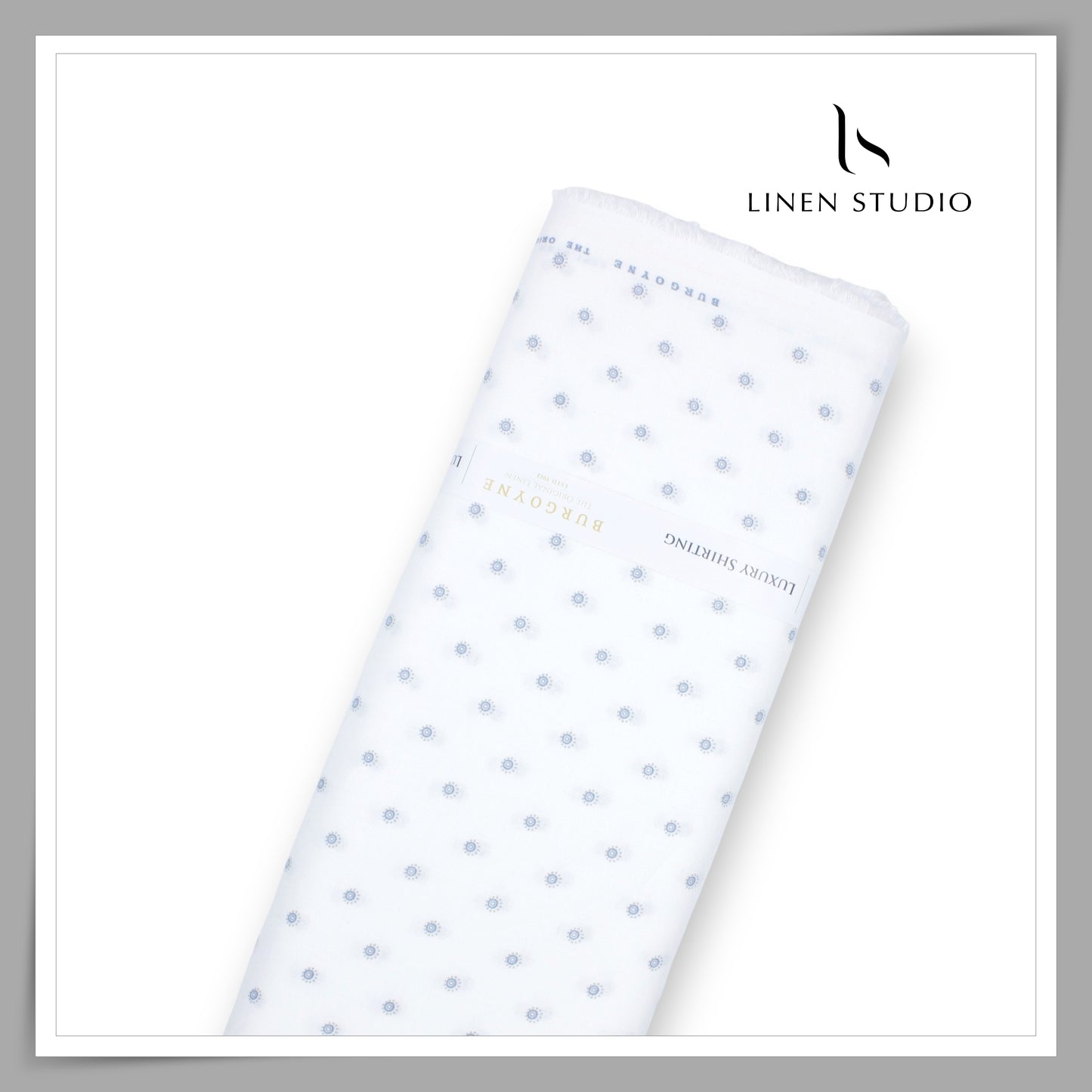 70 Lea Twill Digital Printed Premium Linen by Burgoyne - White Moti (NEW)