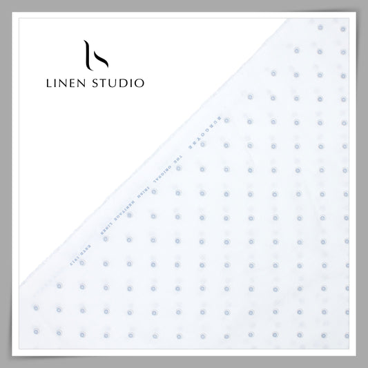 70 Lea Twill Digital Printed Premium Linen by Burgoyne - White Moti (NEW)