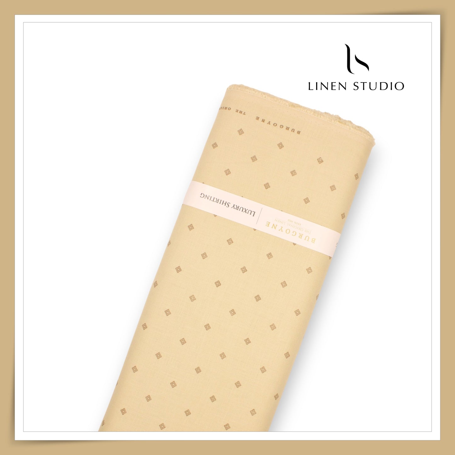 70 Lea Twill Digital Printed Premium Linen by Burgoyne - Light Apricot Square (NEW)