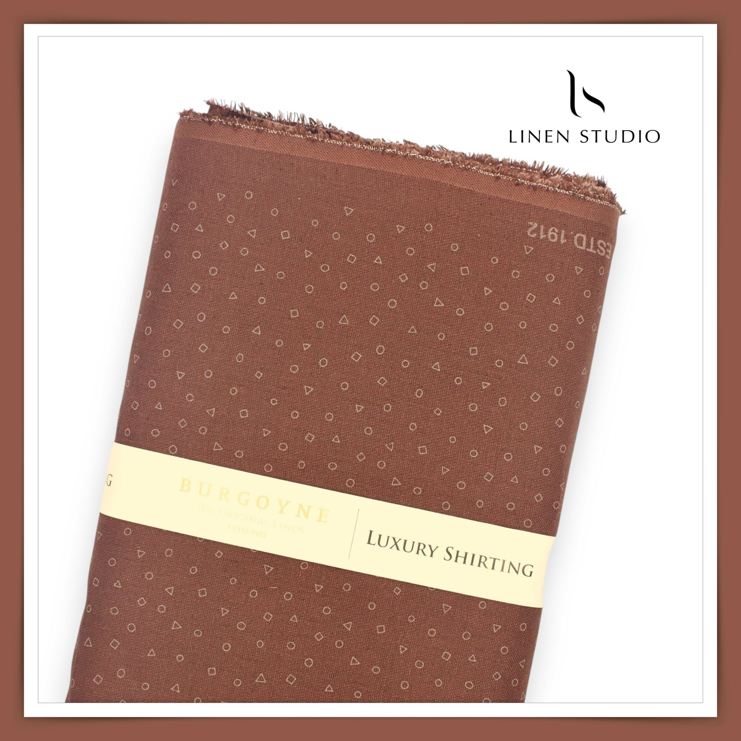 Burgoyne Pure Linen Print on 70 Lea Twill Shirting - Ironstone