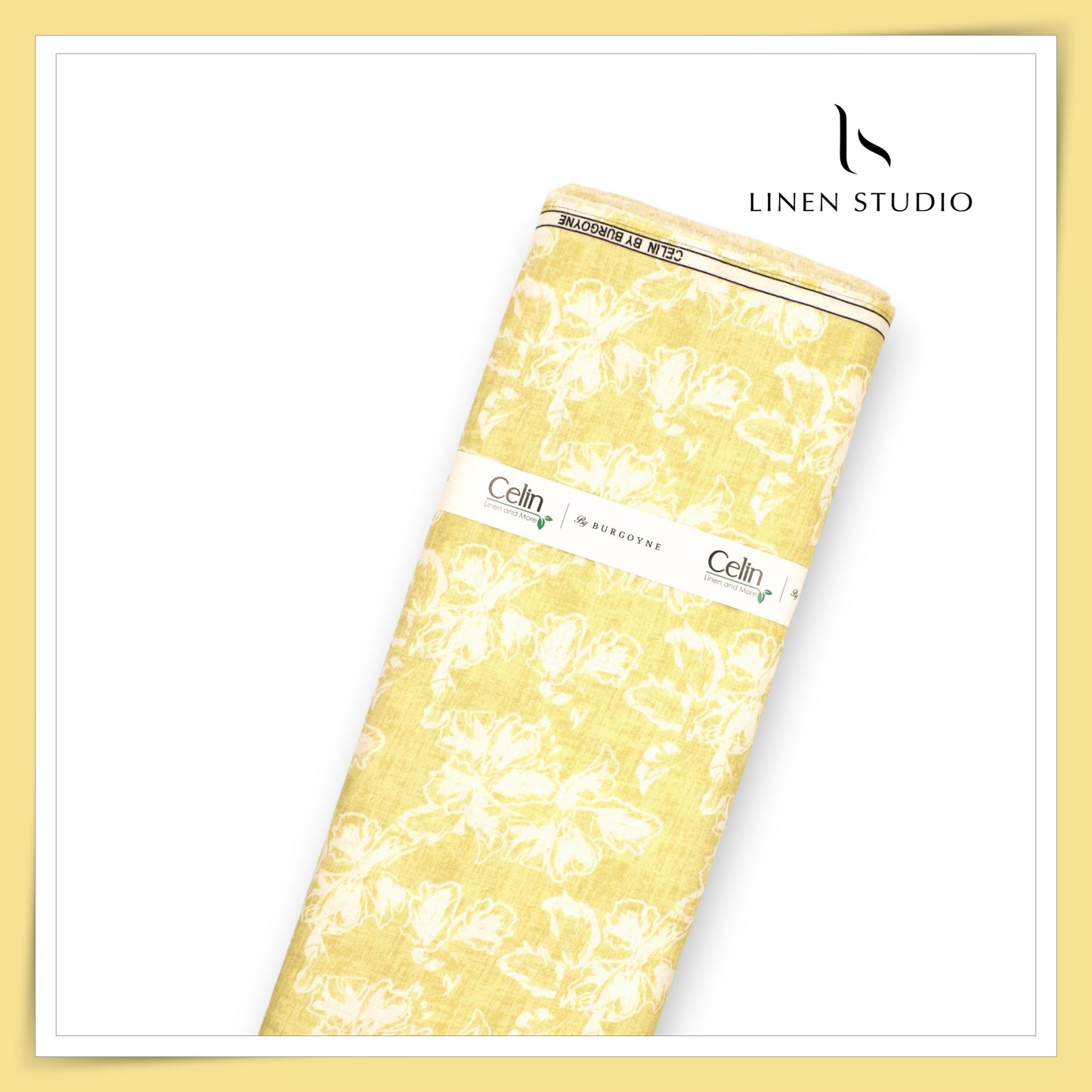 Burgoyne Linen 90% Cotton 10% Digital Printed - Yellow Phool (NEW)