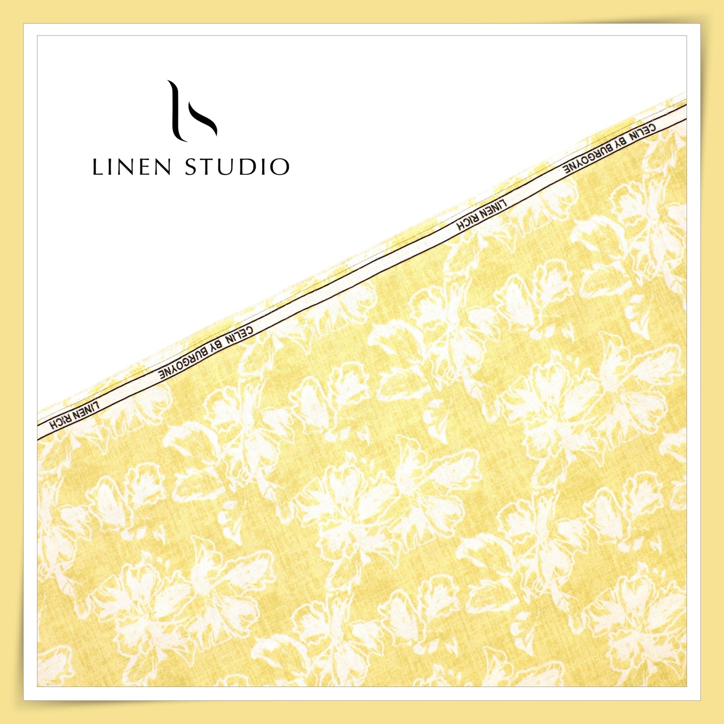 Burgoyne Linen 90% Cotton 10% Digital Printed - Yellow Phool (NEW)