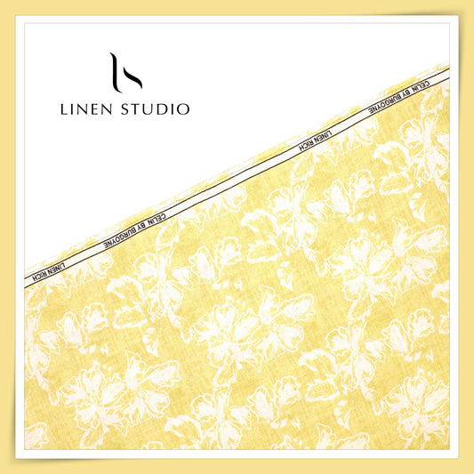 Burgoyne Linen 90% Cotton 10% Digital Printed - Yellow Phool (NEW)