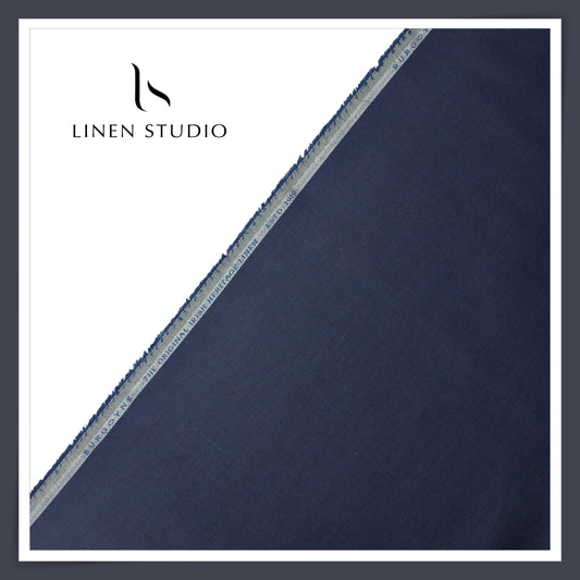 40 Lea Twill Premium Linen Suiting by Burgoyne - Ebony Blue (NEW)