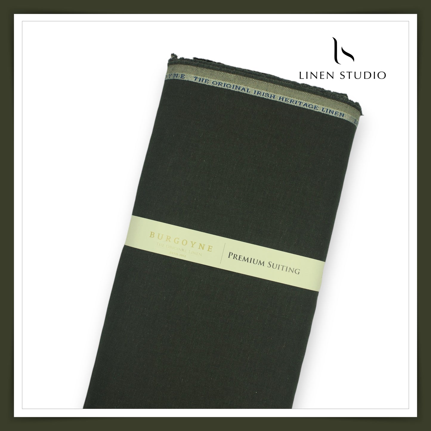 Burgoyne Pure Linen Premium Suiting - Dark Green (Last Few Mtrs)