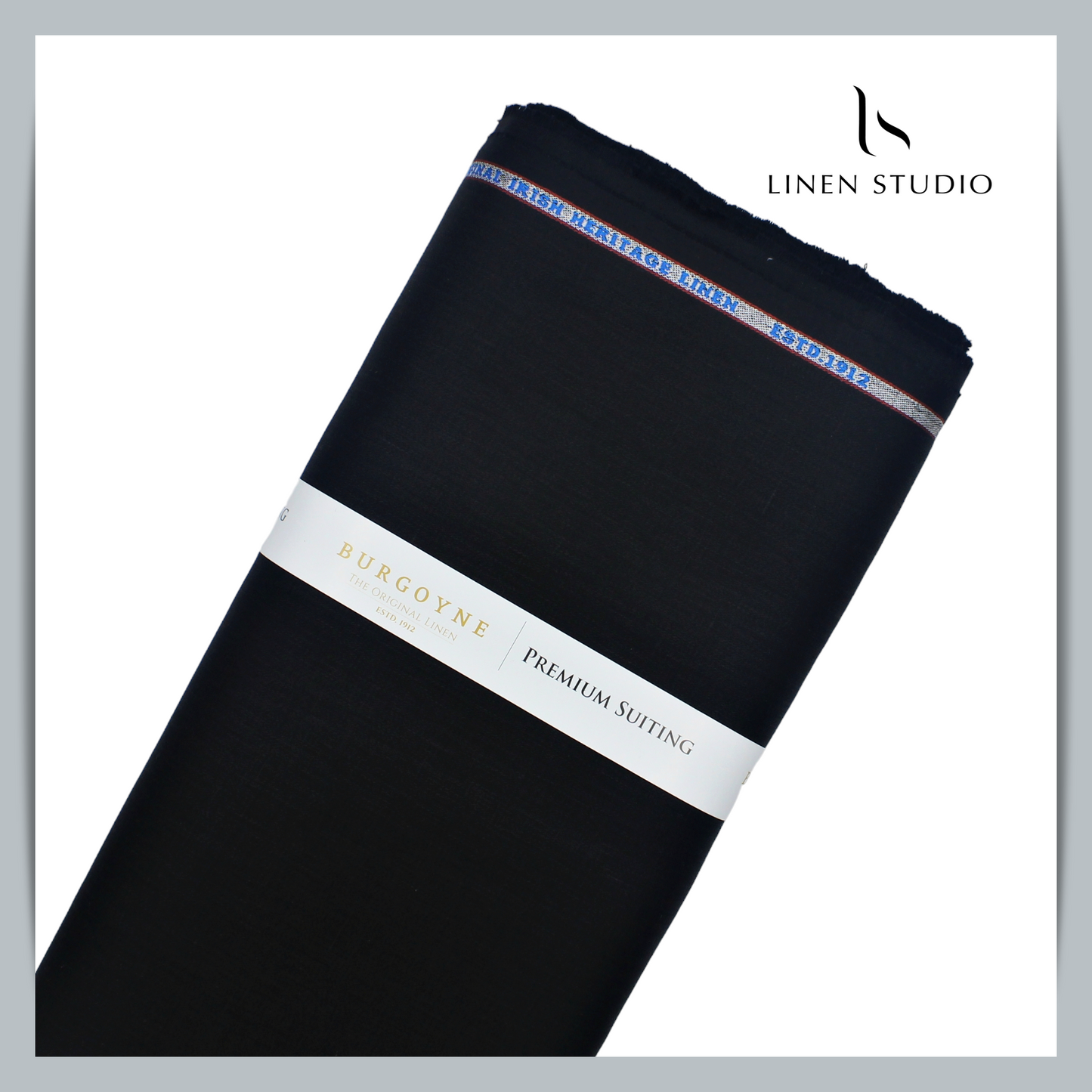 Burgoyne Pure Linen Drill Suiting - Jet Black - Linen Studio