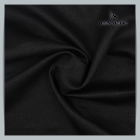 Burgoyne Pure Linen Drill Suiting - Jet Black - Linen Studio