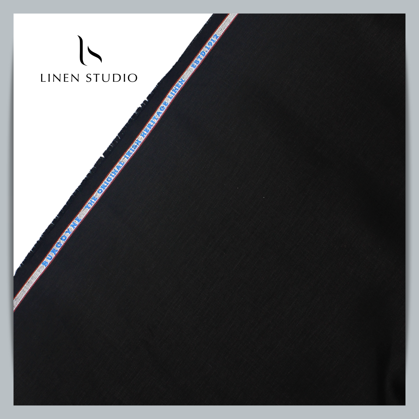 Burgoyne Pure Linen Drill Suiting - Jet Black - Linen Studio