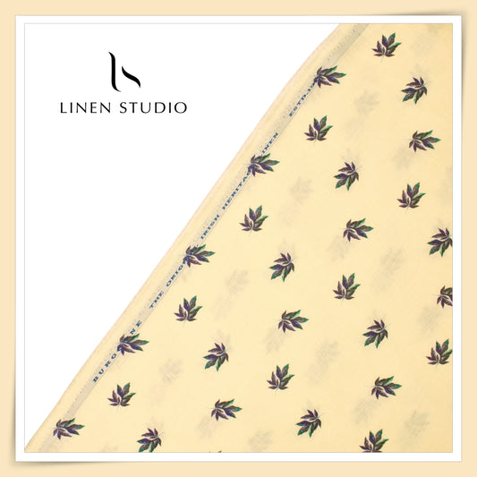 60 Lea Printed with Jacquard Design Pure Linen Shirting by Burgoyne (NEW) (Zoom In)