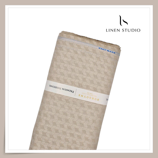 Burgoyne 70 Lea Premium Linen Jacquard Shirting - Oatmeal Mosaic (NEW)