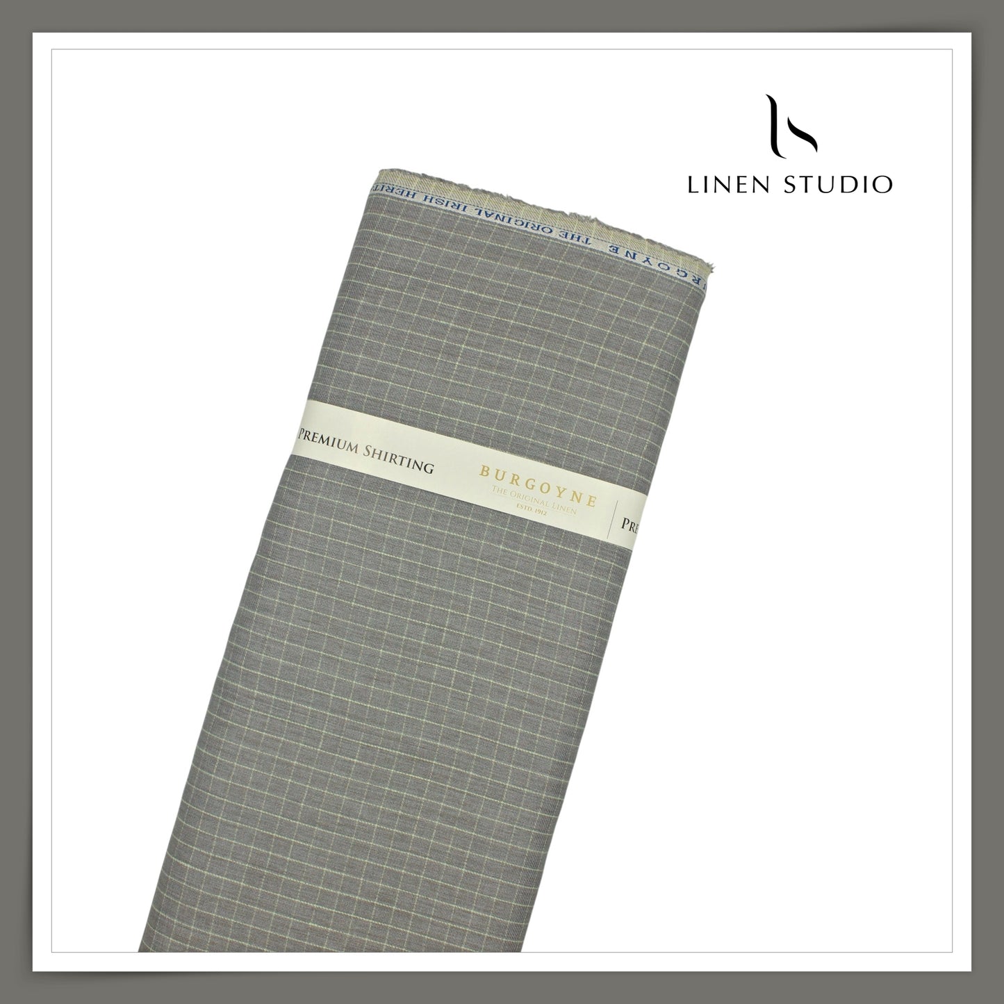 70 Lea Twill Shirting by Burgoyne - Grey Mint Checks (Highest Selling) (NEW)