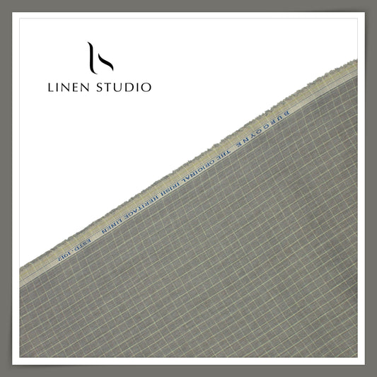 70 Lea Twill Shirting by Burgoyne - Grey Mint Checks (Highest Selling) (NEW)