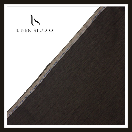 70 Lea Twill Shirting by Burgoyne - Brownish Dark Grey Stripes (NEW)