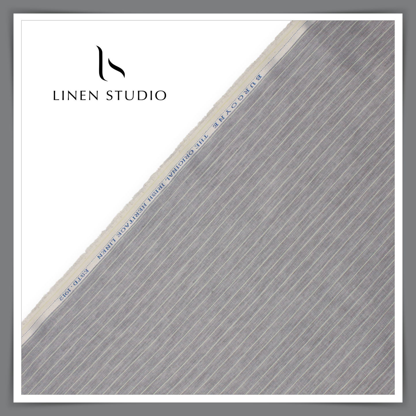 70 Lea Twill Shirting by Burgoyne - Grey with Mint Stripes (Highest Selling)
