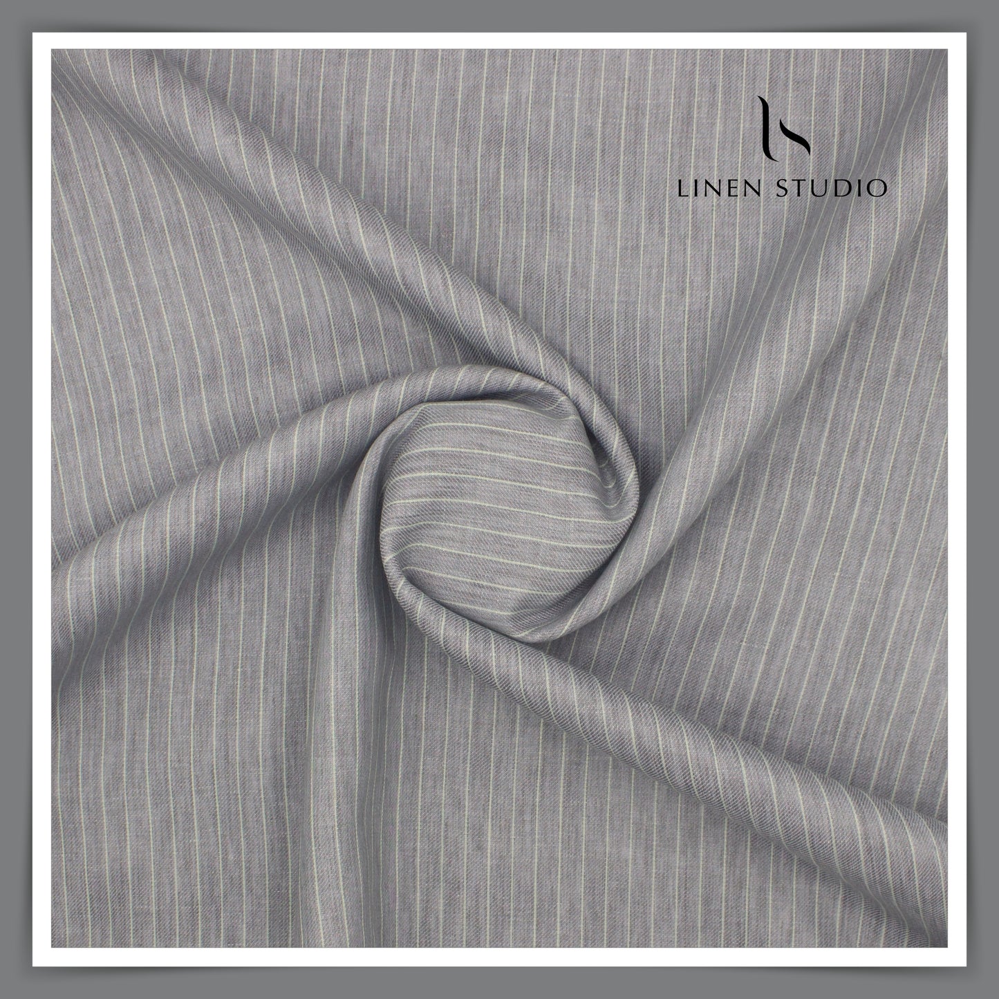 70 Lea Twill Shirting by Burgoyne - Grey with Mint Stripes (Highest Selling)