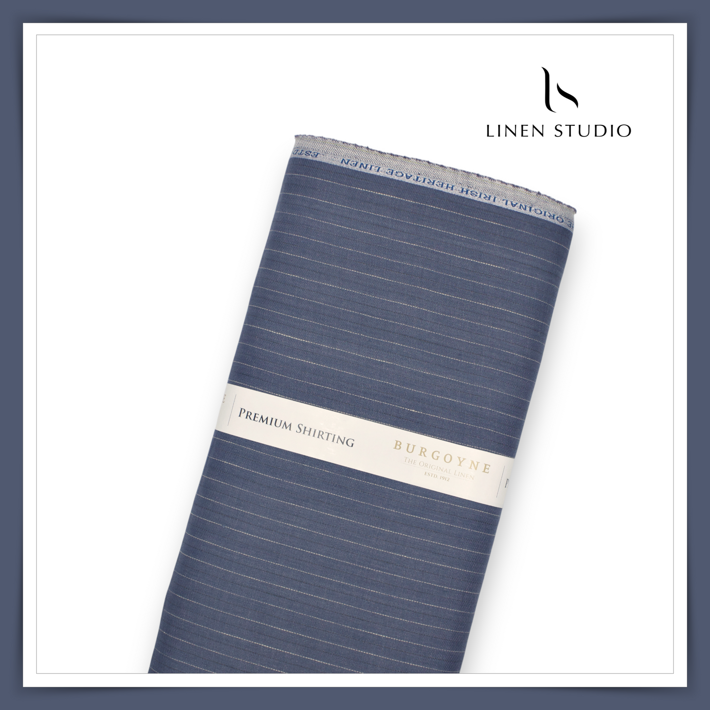 70 Lea Twill Shirting by Burgoyne - Mist Blue Stripes (Highest Selling) (NEW)
