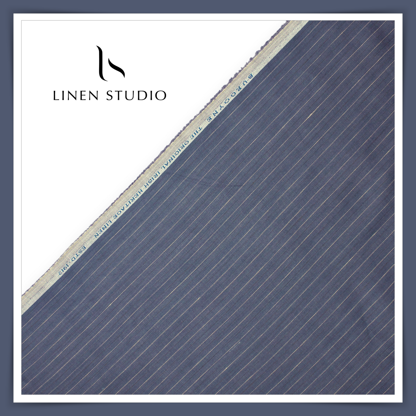 70 Lea Twill Shirting by Burgoyne - Mist Blue Stripes (Highest Selling) (NEW)