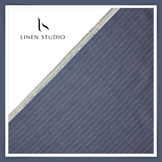 70 Lea Twill Shirting by Burgoyne - Mist Blue Stripes (Highest Selling) (NEW)