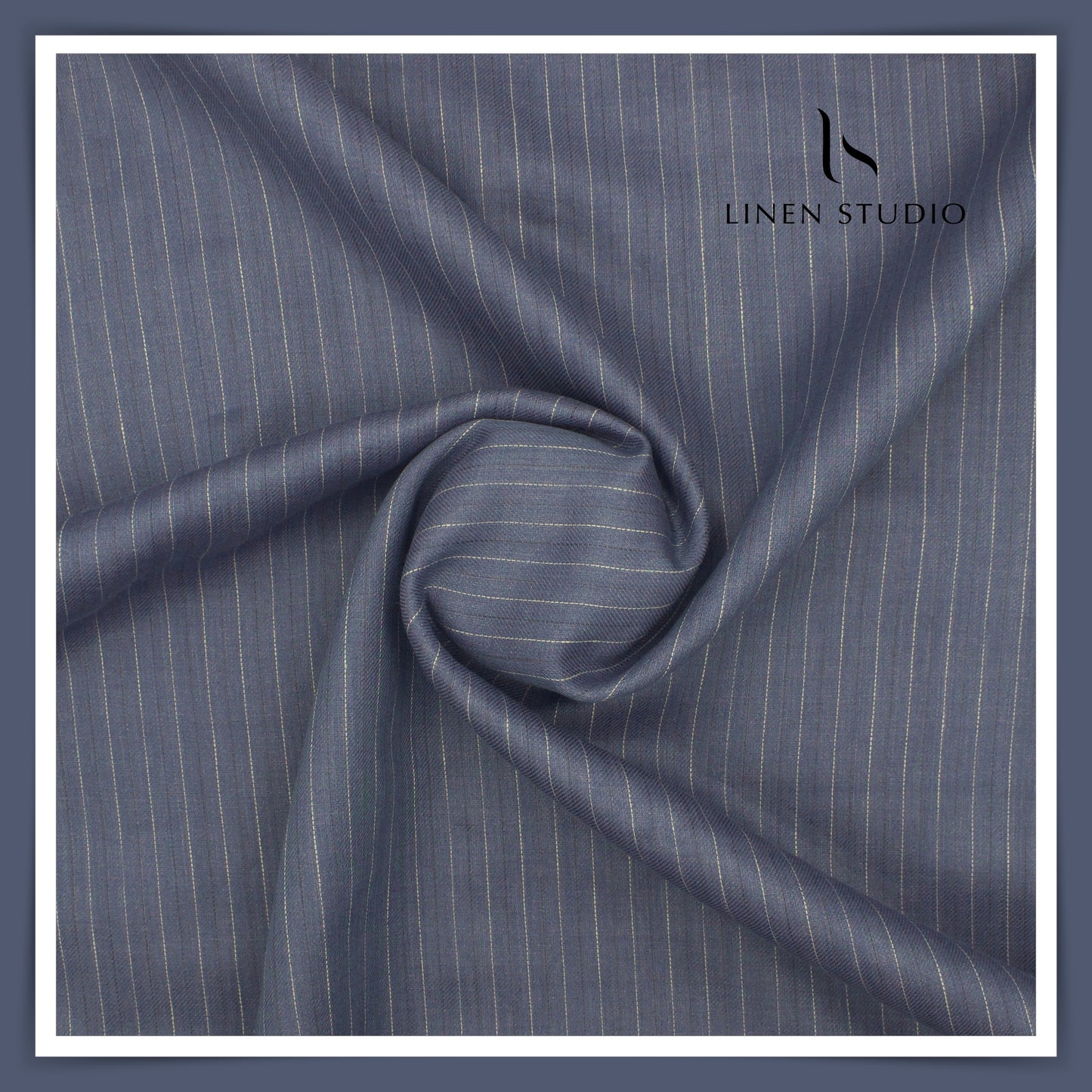 70 Lea Twill Shirting by Burgoyne - Mist Blue Stripes (Highest Selling) (NEW)