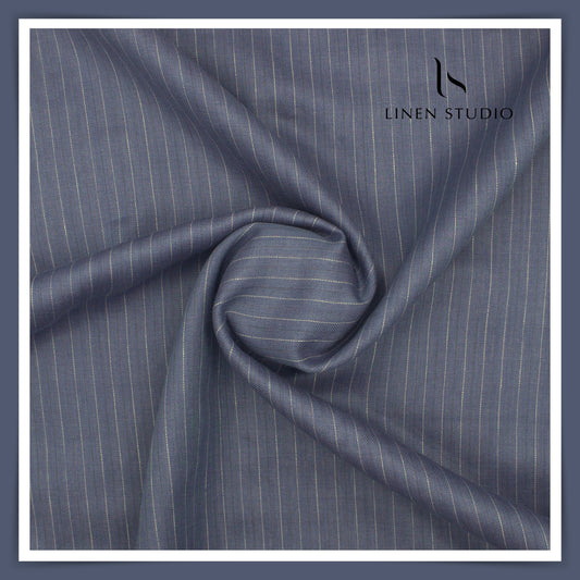 70 Lea Twill Shirting by Burgoyne - Mist Blue Stripes (Highest Selling) (NEW)