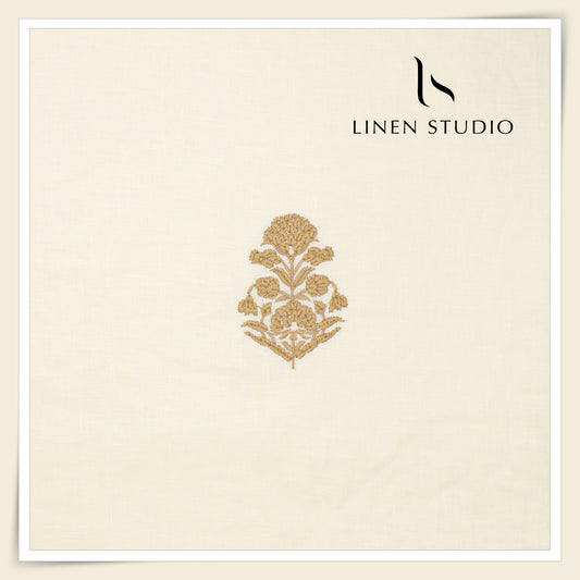 70 Lea Premium Linen Pocket Embroidery Shirting by Burgoyne Ireland - Cream (NEW)