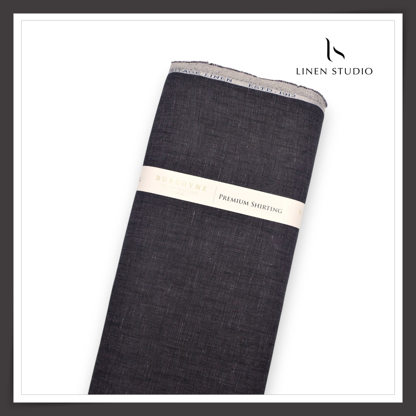 40 Lea Pure Linen Suiting by Burgoyne - Purplish Black Pick & Pick Textured (NEW)