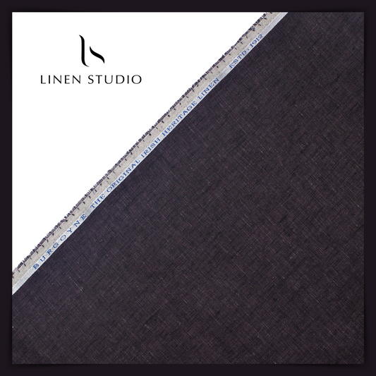 Burgoyne Pure Linen Premium Suiting - Purplish Black - Linen Studio