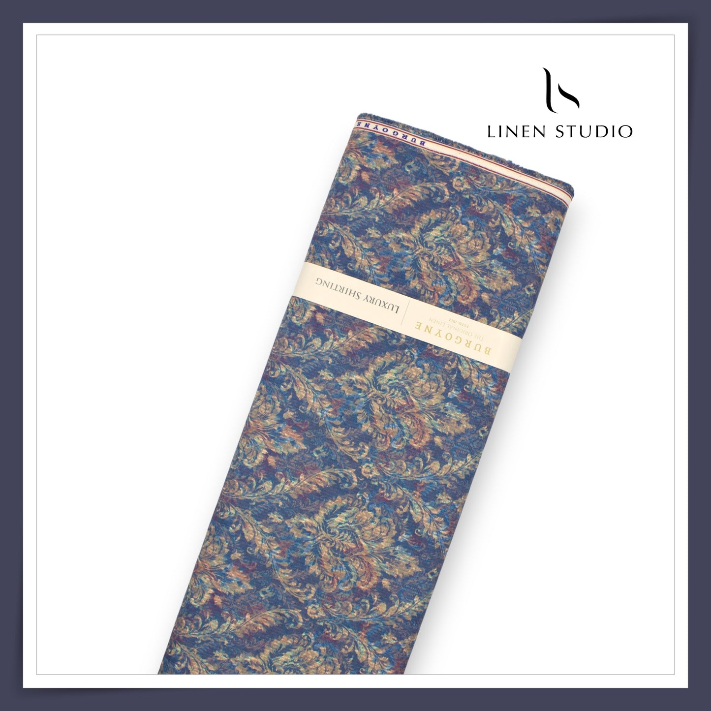 Burgoyne 70 Lea Premium Linen Digital Printed Shirting - Marble Blue Abstract (NEW)