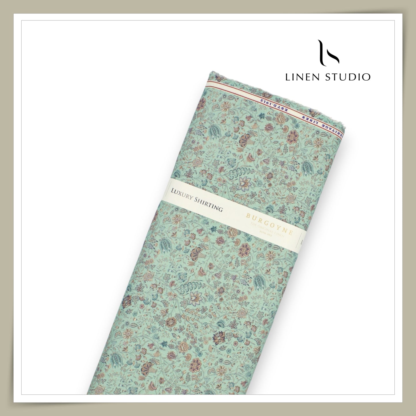 Burgoyne 70 Lea Premium Linen Digital Printed Shirting - Spring Grren (NEW)