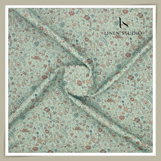 Burgoyne 70 Lea Premium Linen Digital Printed Shirting - Spring Green (NEW)